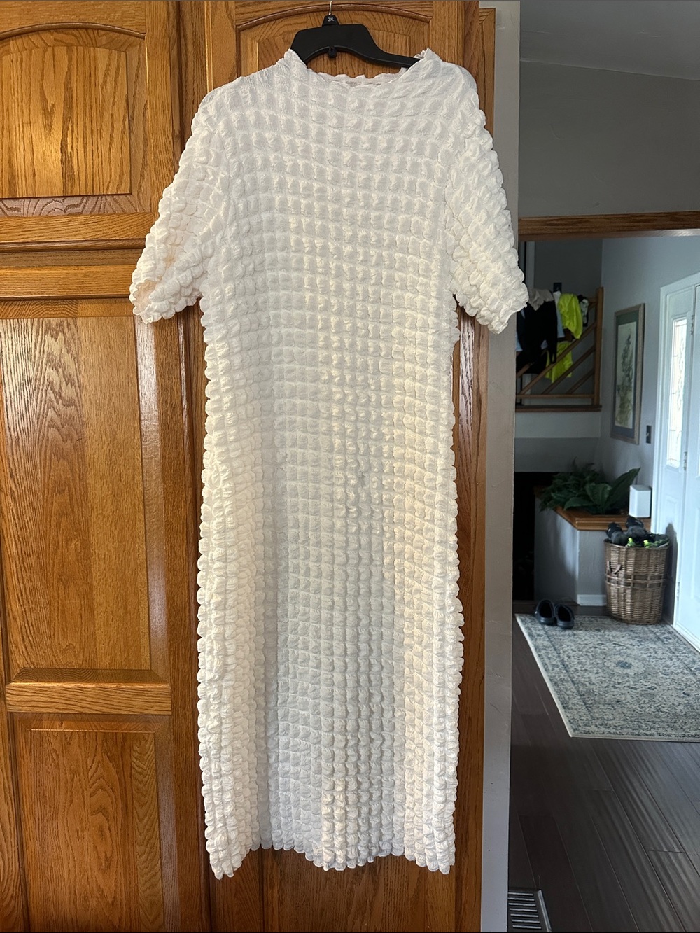 Textured Ivory Midi Dress